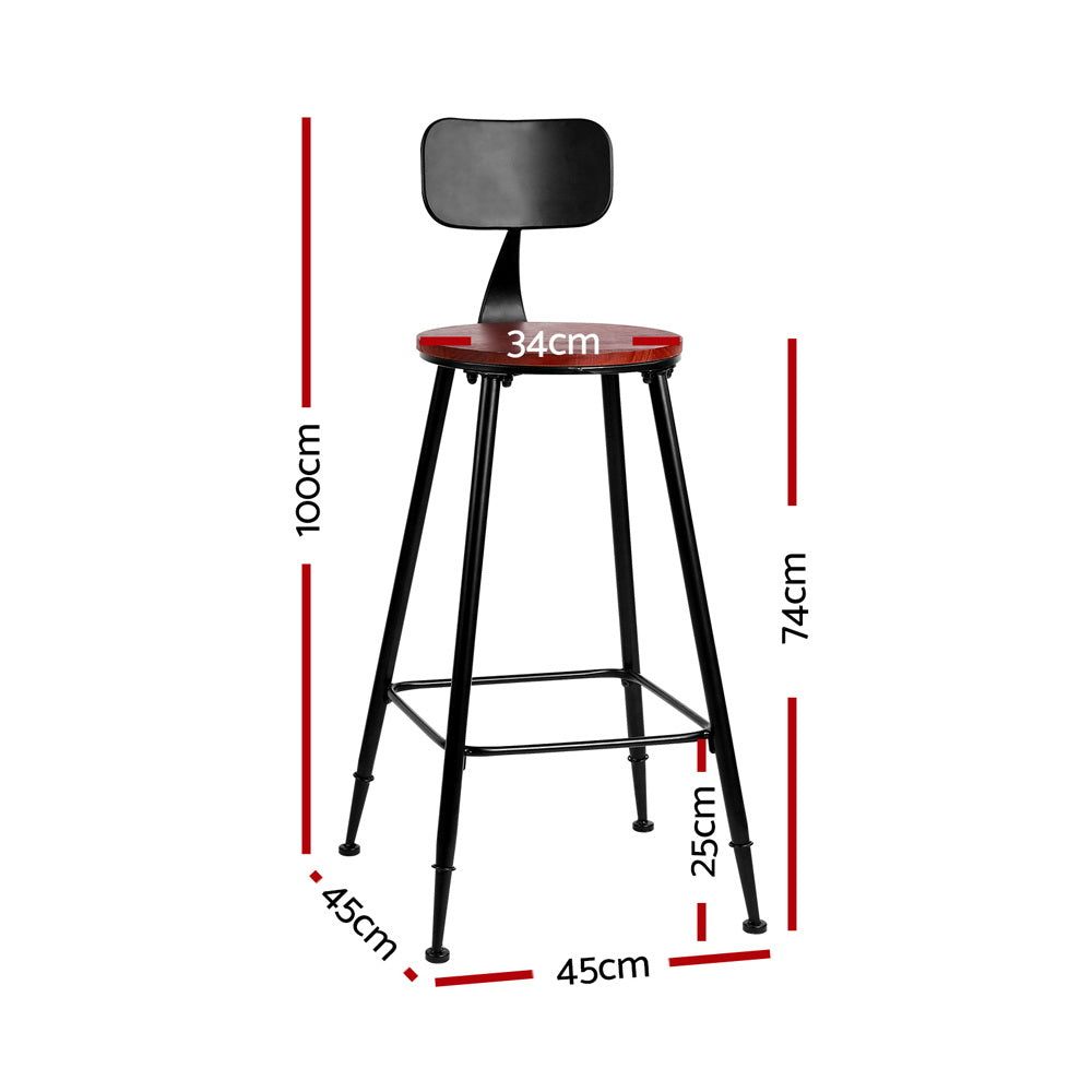 Artiss vintage metal bar stool seat and industrial frame detail — Allure Home Collections