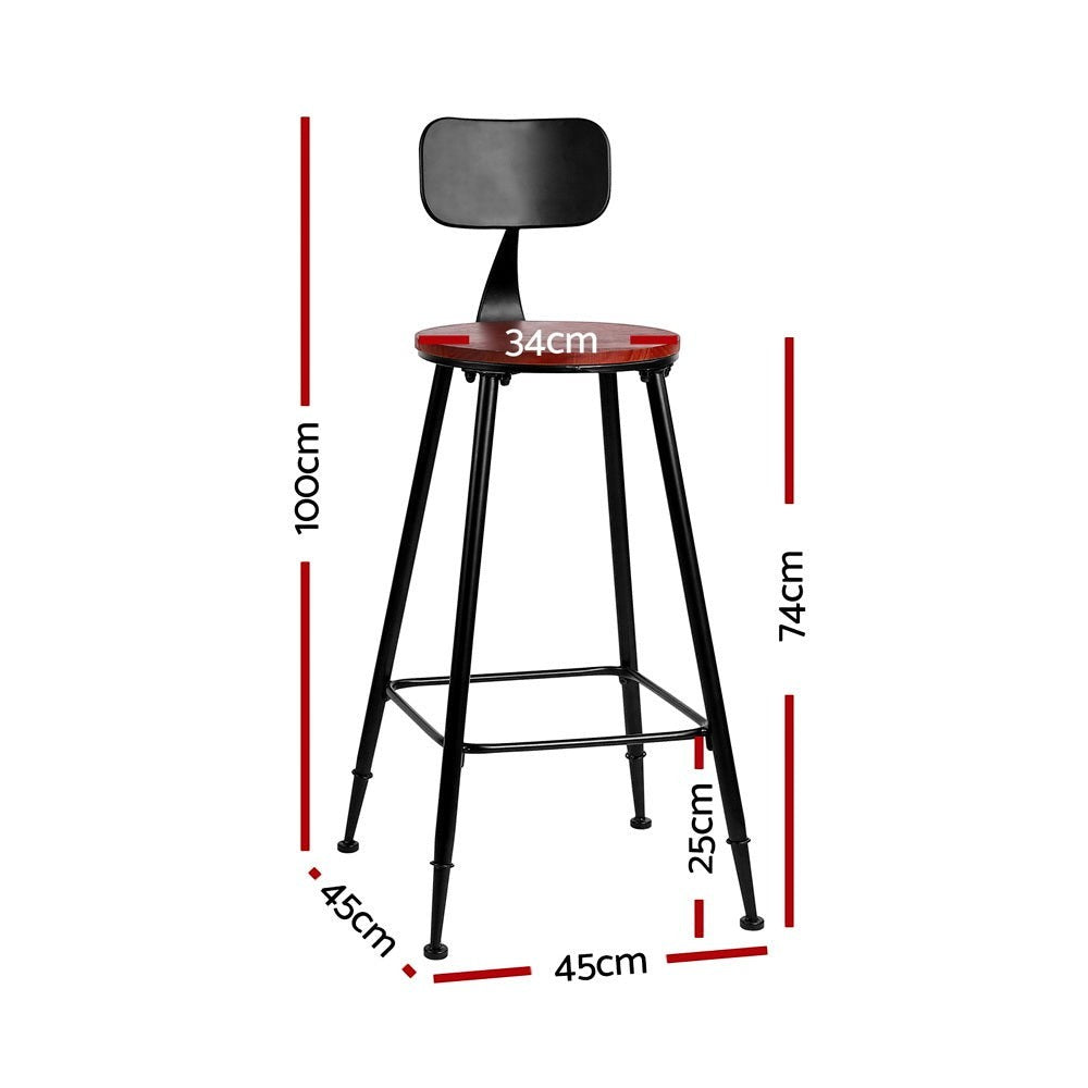 Surf beach industrial bar stool dark brown beside a kitchen island