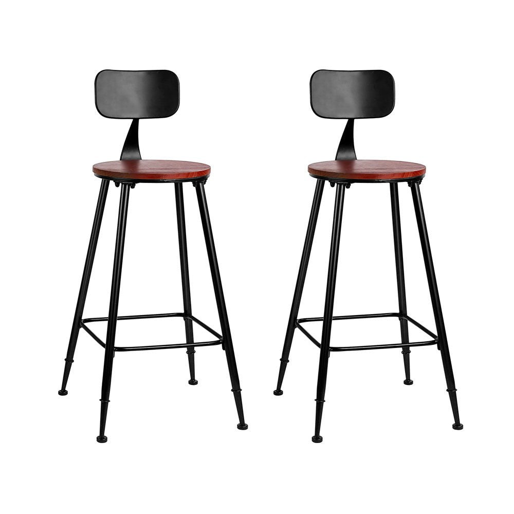 Surf Beach Industrial Bar Stool, Dark Brown 2pcs