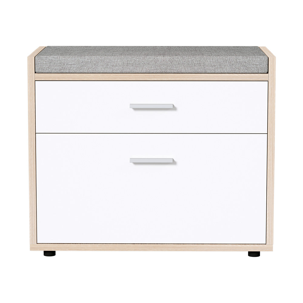 Artiss NIVA White Shoe Rack Cabinet Bench — 8 Pairs, Plush Hidden Design — Allure Home Collections