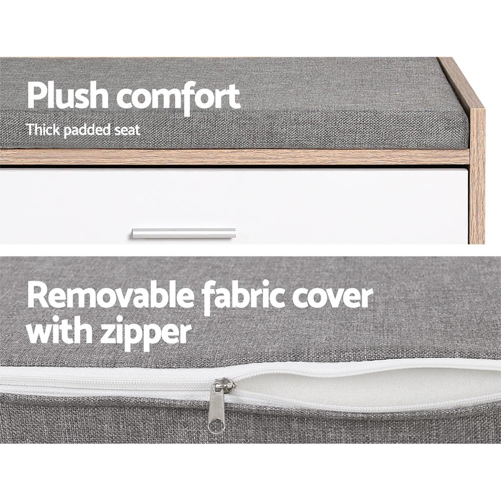 Artiss NIVA White Shoe Rack Cabinet Bench — 8 Pairs, Plush Hidden Design — Allure Home Collections