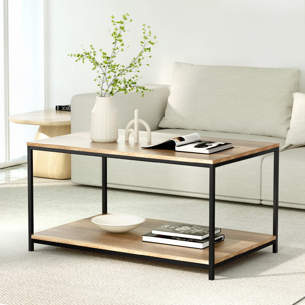 Narbethong walnut wood coffee table in a modern living room