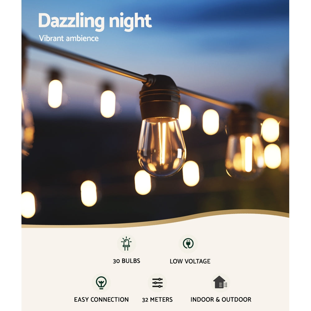 Allure Home 32m Solar LED Festoon Lights
