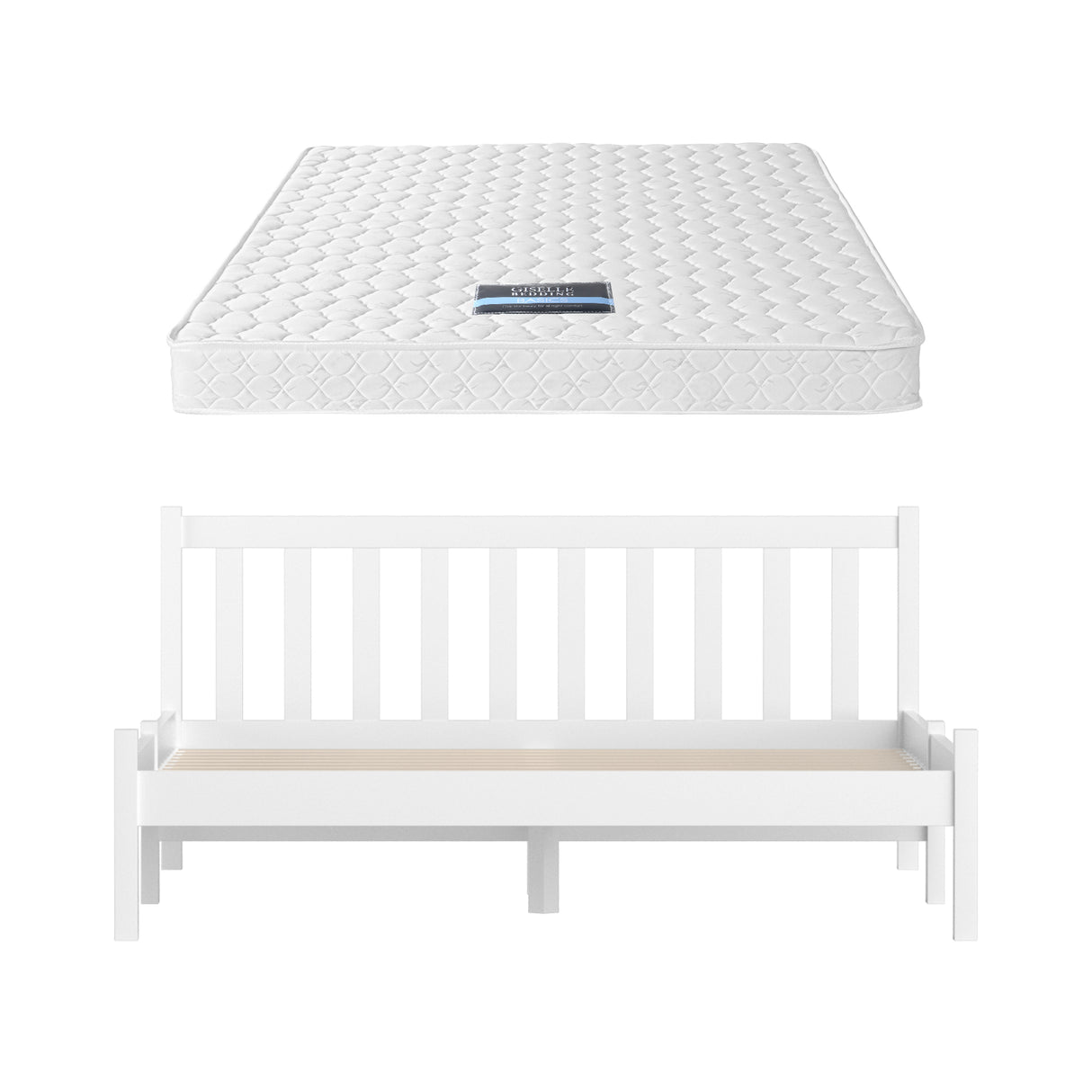 Pine Bed Frame with Medium Firm Innerspring Mattress, Double