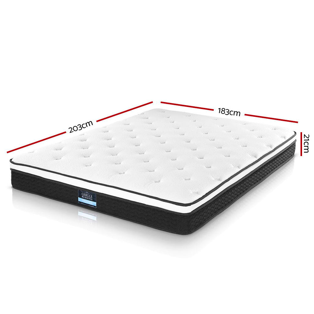 Giselle Bedding 21cm Euro Top Bonnell Spring Mattress — Hourglass Coils — Allure Home Collections