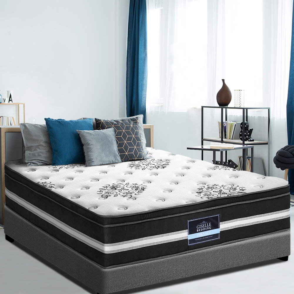 Giselle Bedding 34cm Cool Gel Euro Top Mattress — Belgium Knitted, Medium Firm — Allure Home Collections