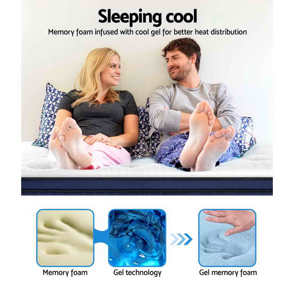 Medium Firm Gel Memory Foam Pocket Spring Mattress, 34cm Queen - Allure Home Collections