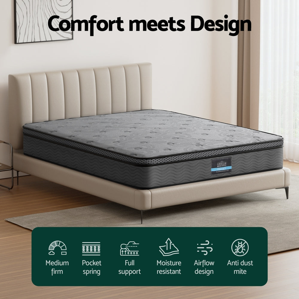 Giselle Reverie Euro Top Pocket Spring Mattress — Medium-Firm, Independent Coil — Allure Home Collections