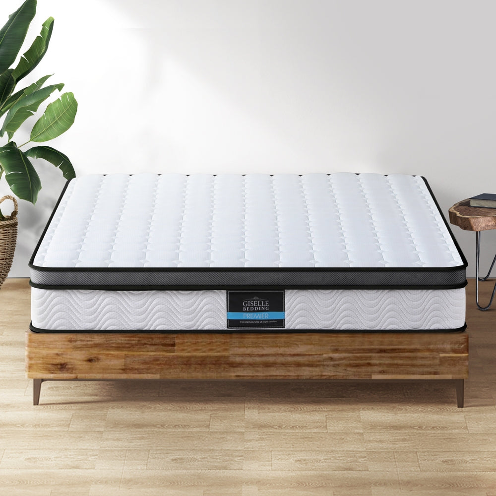 Giselle 25cm Medium-Firm Cool Gel Bonnell Spring Mattress — Soft Quilting Top — Allure Home Collections