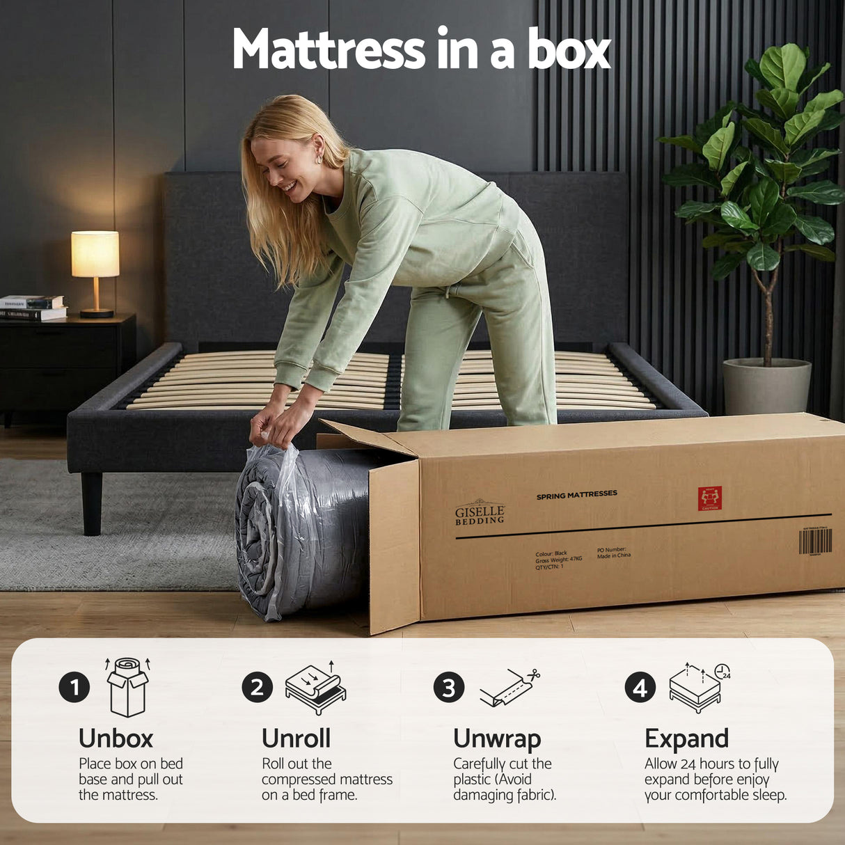 Medium firm Euro top pocket spring mattress in Queen size - image 10