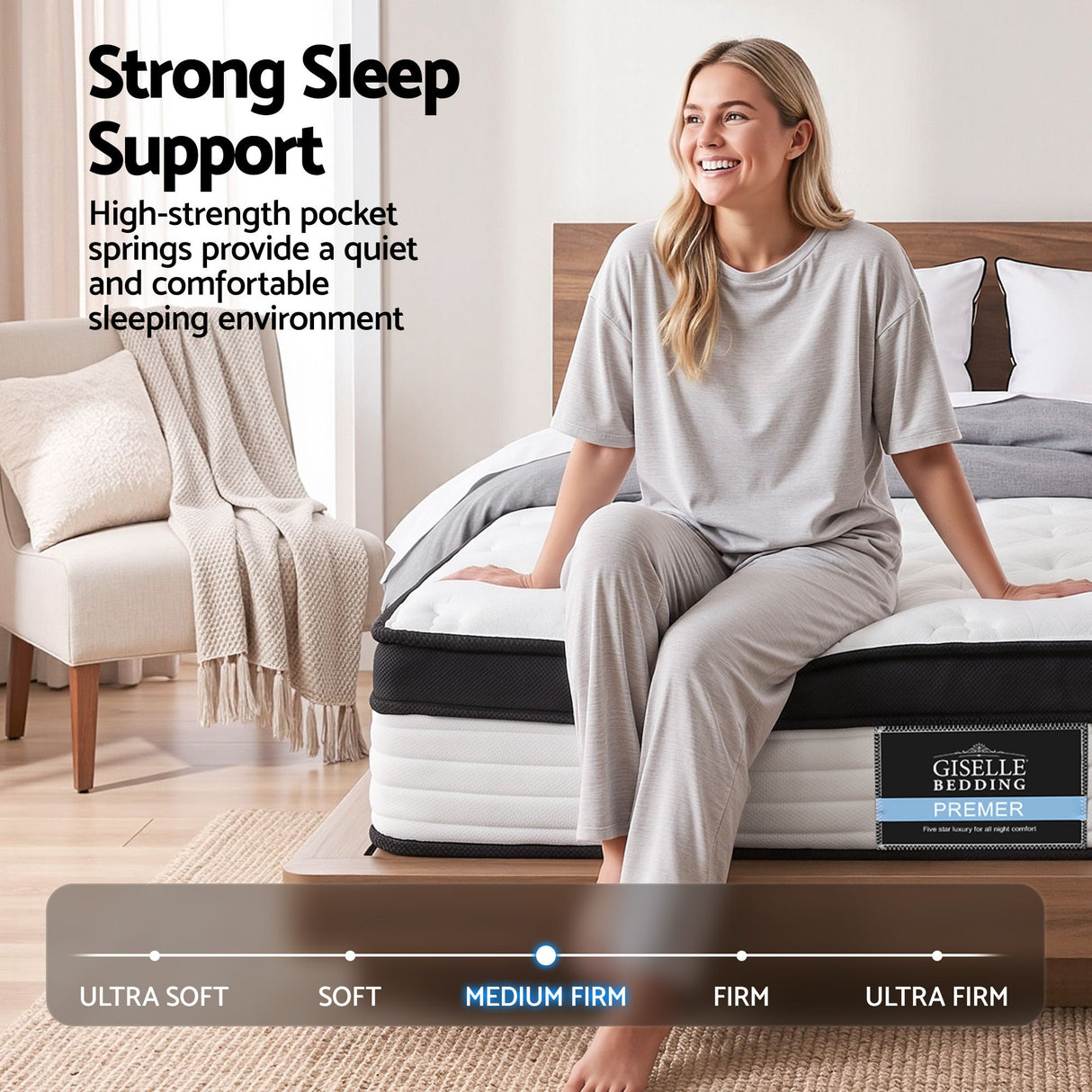 Medium Euro Top Pocket Spring Mattress, 31cm King