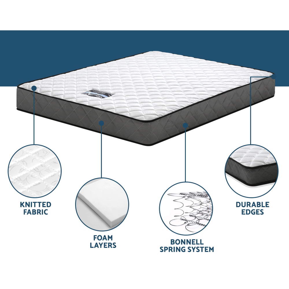 Giselle Bedding 16cm Medium Firm Bonnell Spring Mattress — Quilted Tight Top — Allure Home Collections