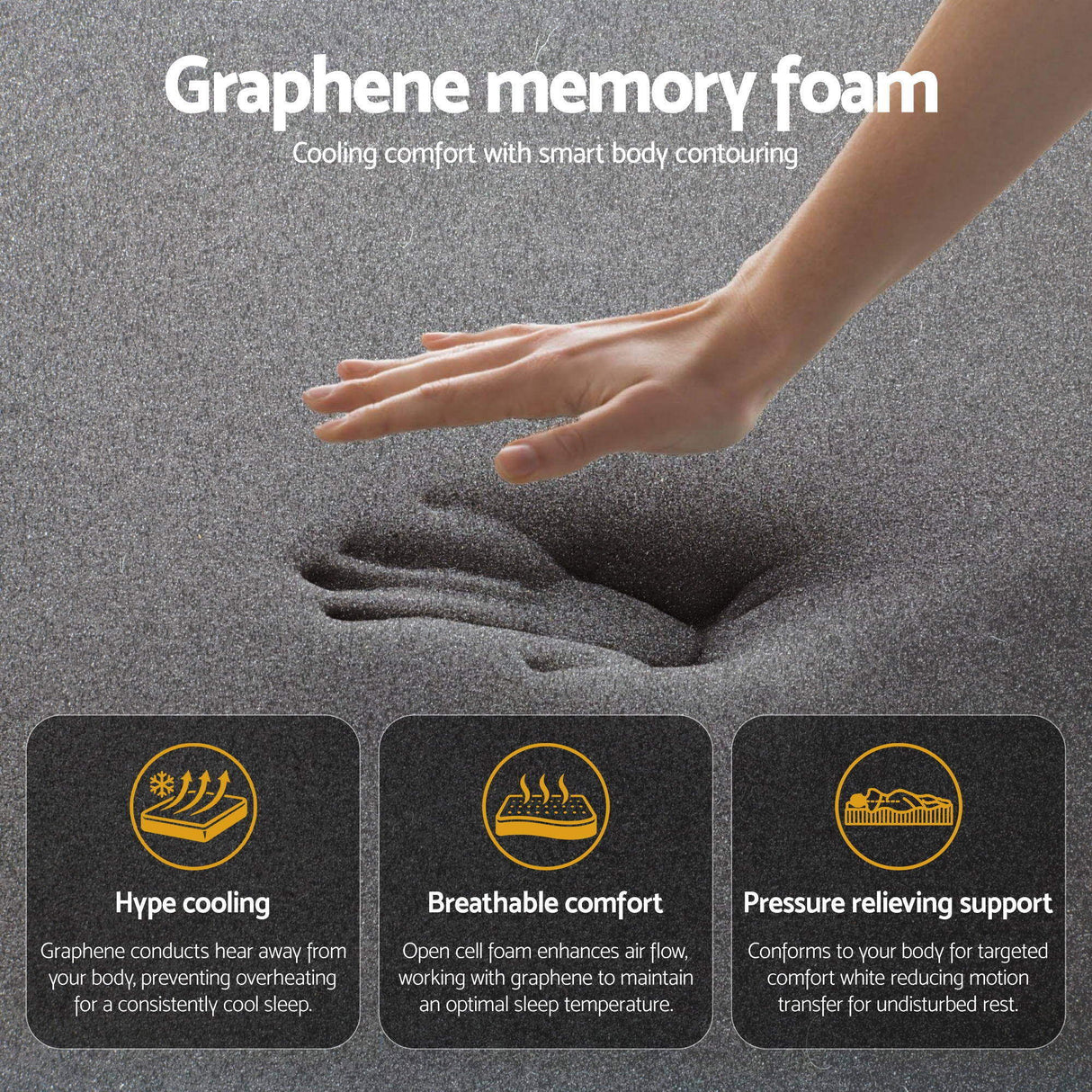 Medium firm graphene Euro top pocket spring mattress in Queen size - image 6
