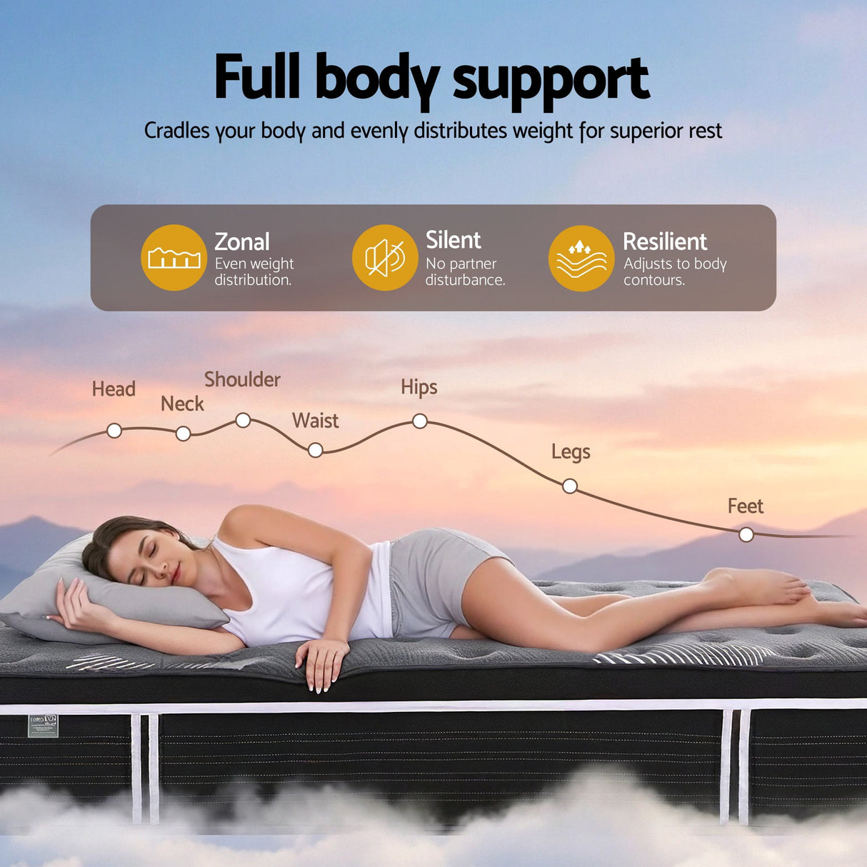 Medium firm graphene Euro top pocket spring mattress in Queen size - image 8