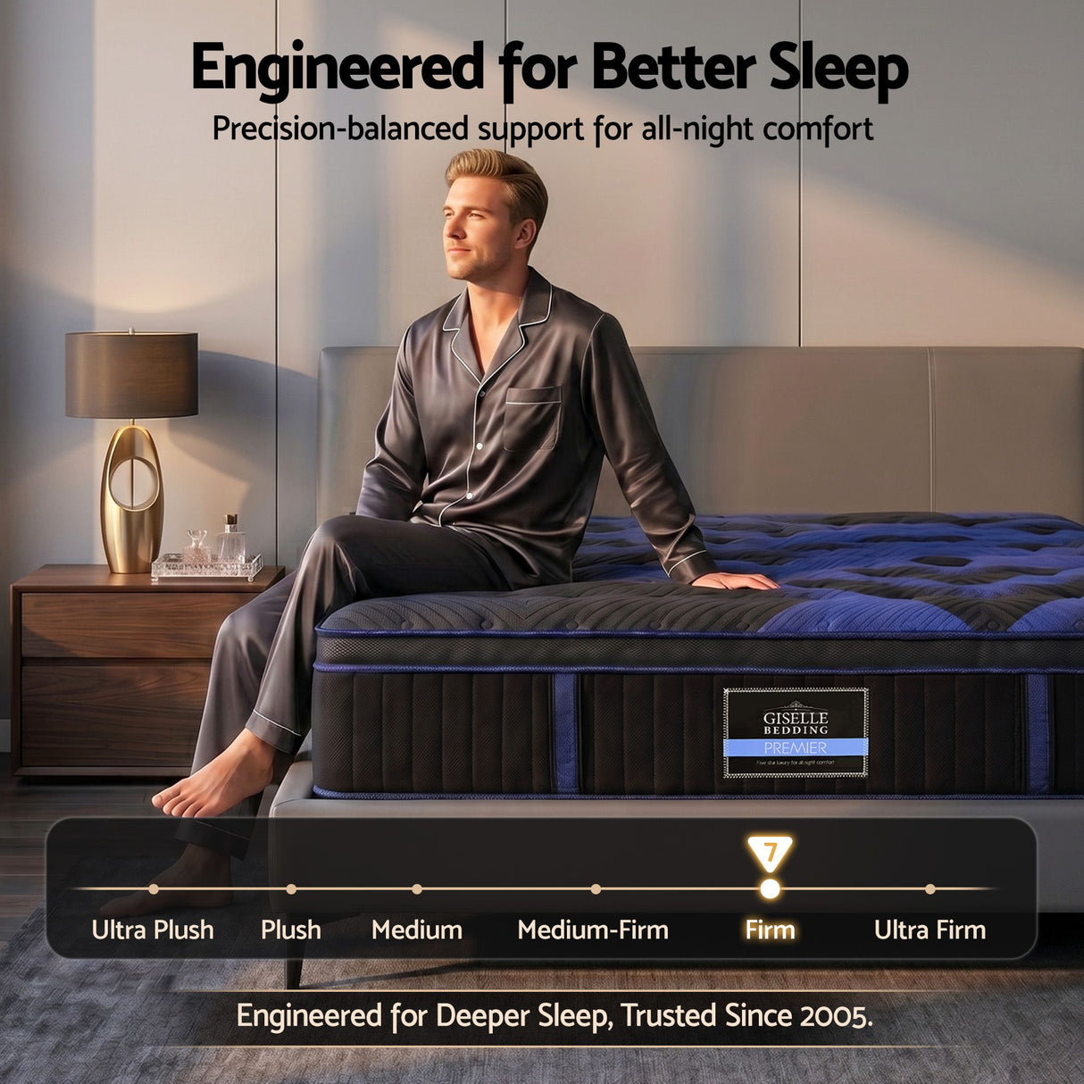 Medium firm euro top gel memory foam pocket spring mattress, 34cm king