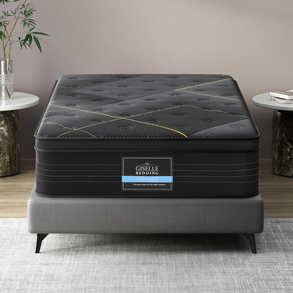 Giselle Bedding 35cm Bamboo Charcoal Euro Top Hybrid Pocket Spring Mattress — Allure Home Collections