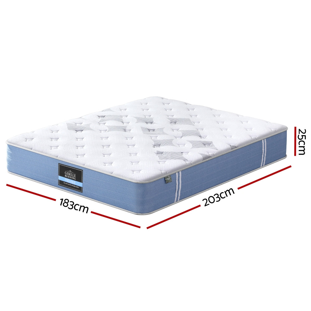 Giselle 25cm Medium-Firm Euro Top Pocket Spring Mattress — Bamboo Fibre Knit — Allure Home Collections