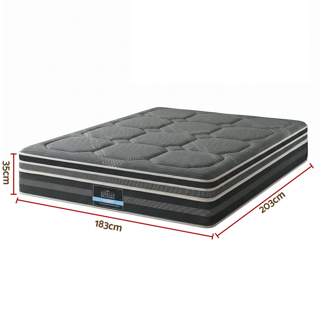 Medium firm euro top pocket spring mattress, 35cm king