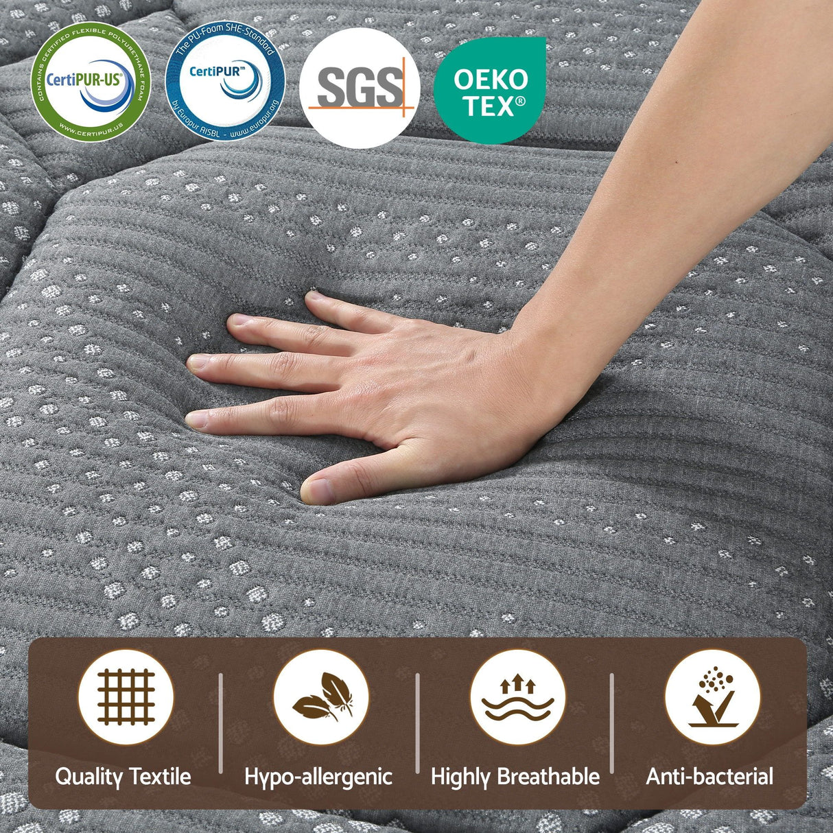 Medium firm euro top pocket spring mattress, 35cm king