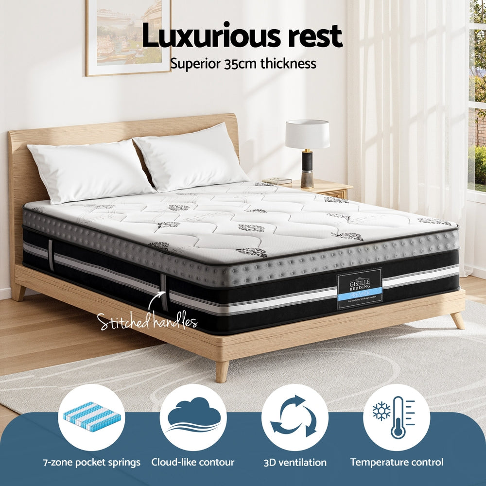 Medium Firm Gel Memory Foam Pocket Spring Mattress, 35cm Queen (image 5)