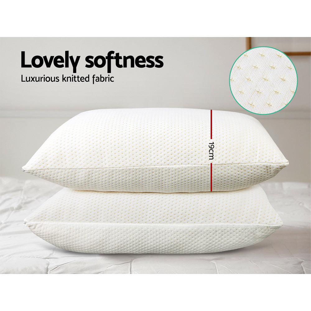 Giselle Bedding Memory Foam Pillow Twin Pack — 19cm Thick, Neck and Shoulder Relief — Allure Home Collections