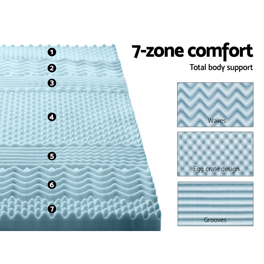 Giselle Bedding 8cm 7-Zone Memory Foam Mattress Topper — Open Cell, Bamboo Cover — Allure Home Collections