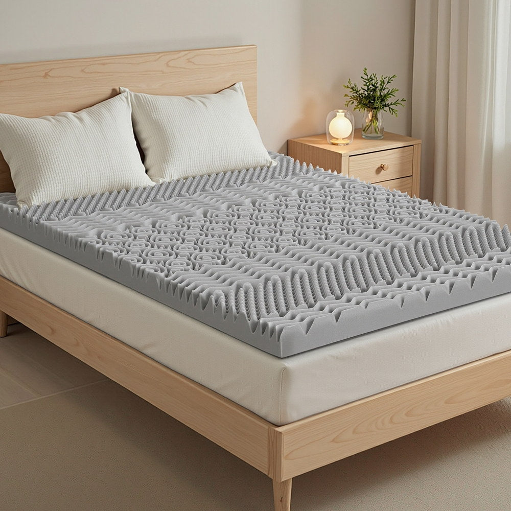Giselle Bedding 8cm Graphite 7-Zone Memory Foam Mattress Topper — Open Cell — Allure Home Collections