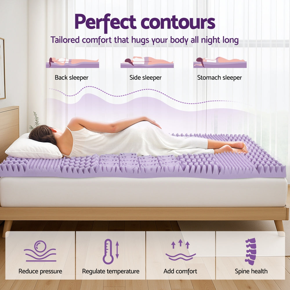 Giselle 8cm Lavender-Infused 7-Zone Memory Foam Topper — King Single, Bamboo Cover — Allure Home Collections
