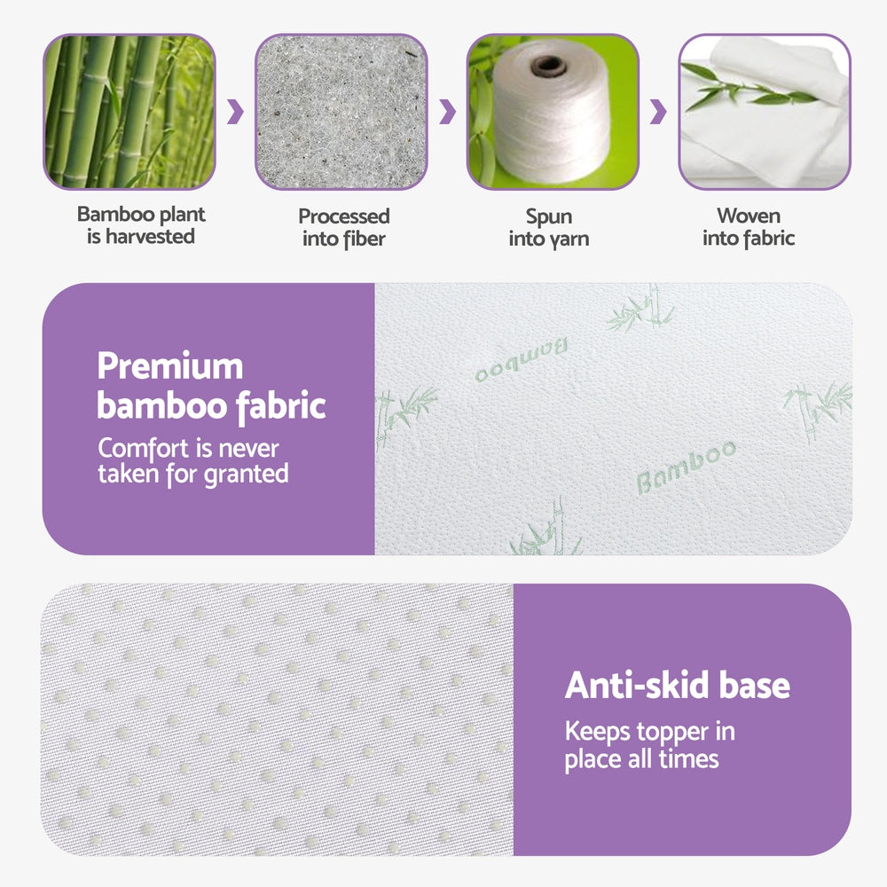Giselle 8cm Lavender-Infused 7-Zone Memory Foam Topper — King Single, Bamboo Cover — Allure Home Collections