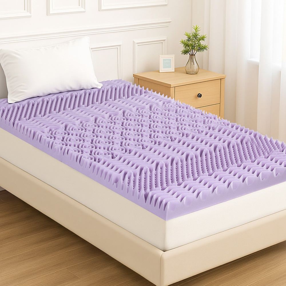 Giselle 8cm Lavender-Infused 7-Zone Memory Foam Topper — King Single, Bamboo Cover — Allure Home Collections