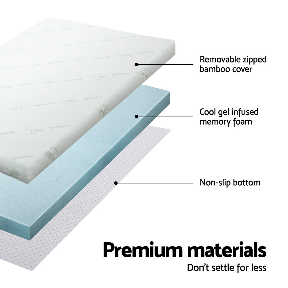 Giselle Bedding 10cm Cool Gel Memory Foam Mattress Topper — Bamboo Cover — Allure Home Collections