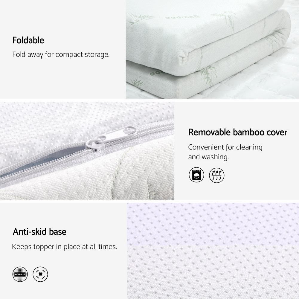 Giselle Bedding 10cm Cool Gel Memory Foam Mattress Topper — Bamboo Cover — Allure Home Collections