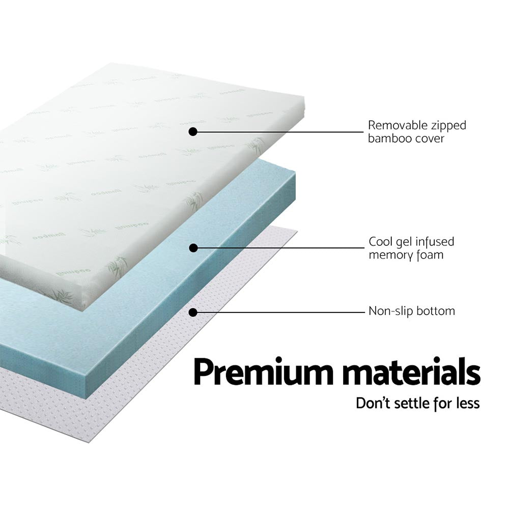 Giselle Bedding 8cm Cool Gel Memory Foam Topper — Single, Pressure and Joint Relief — Allure Home Collections