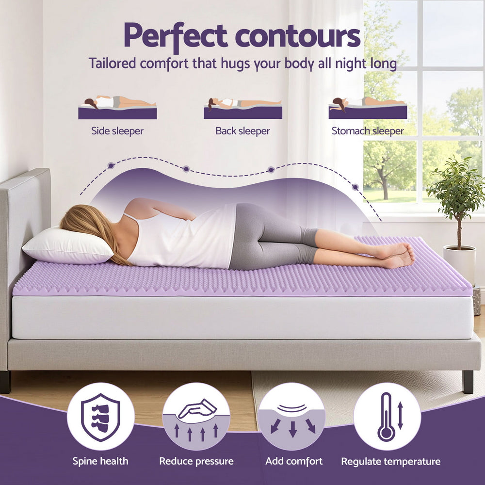 Giselle 5cm Lavender-Infused Egg Crate Memory Foam Topper — Double — Allure Home Collections