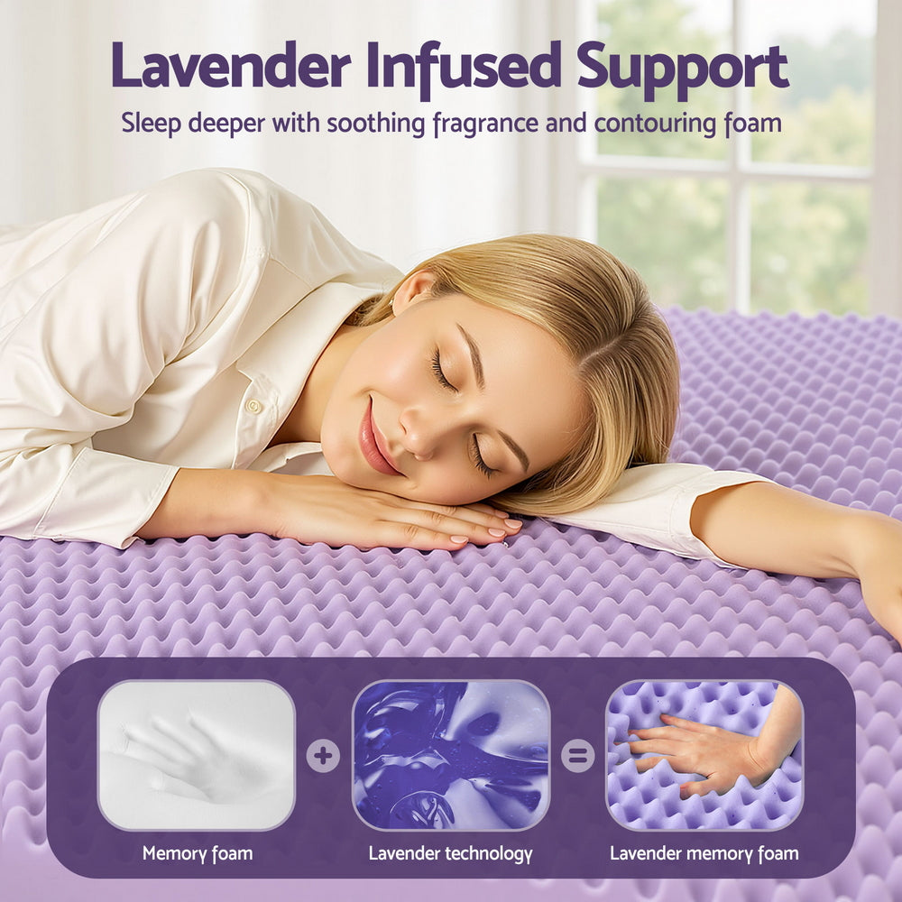 Giselle 5cm Lavender-Infused Egg Crate Memory Foam Topper — Double — Allure Home Collections