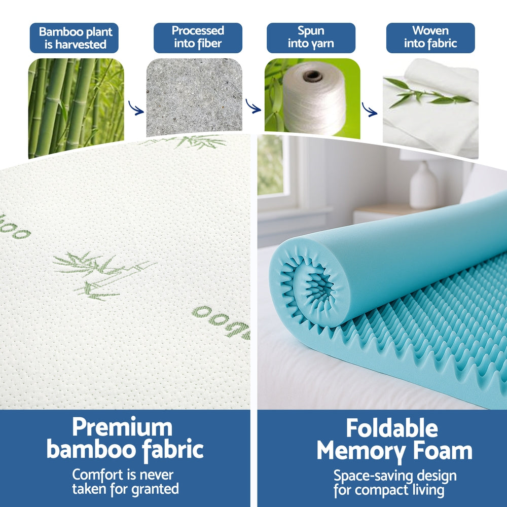 Giselle 8cm Cool Gel Egg Crate Memory Foam Topper — Queen, Bamboo Cover — Allure Home Collections
