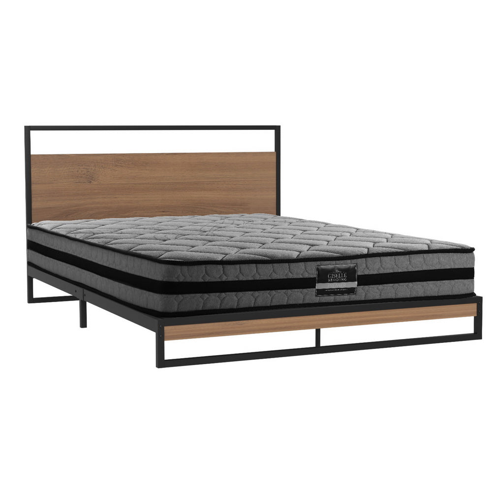 Alba Black Queen bed frame in a modern bedroom