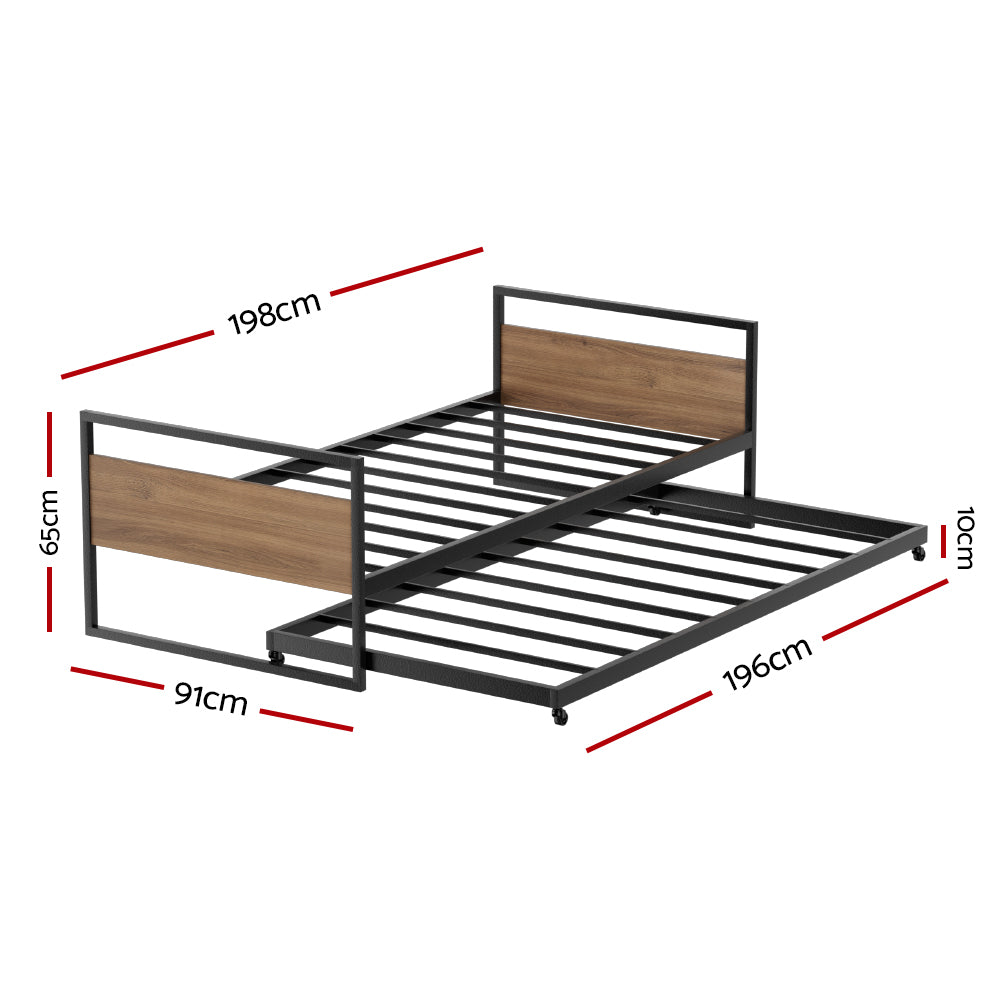 Asti Single Metal Bed Frame, Black
