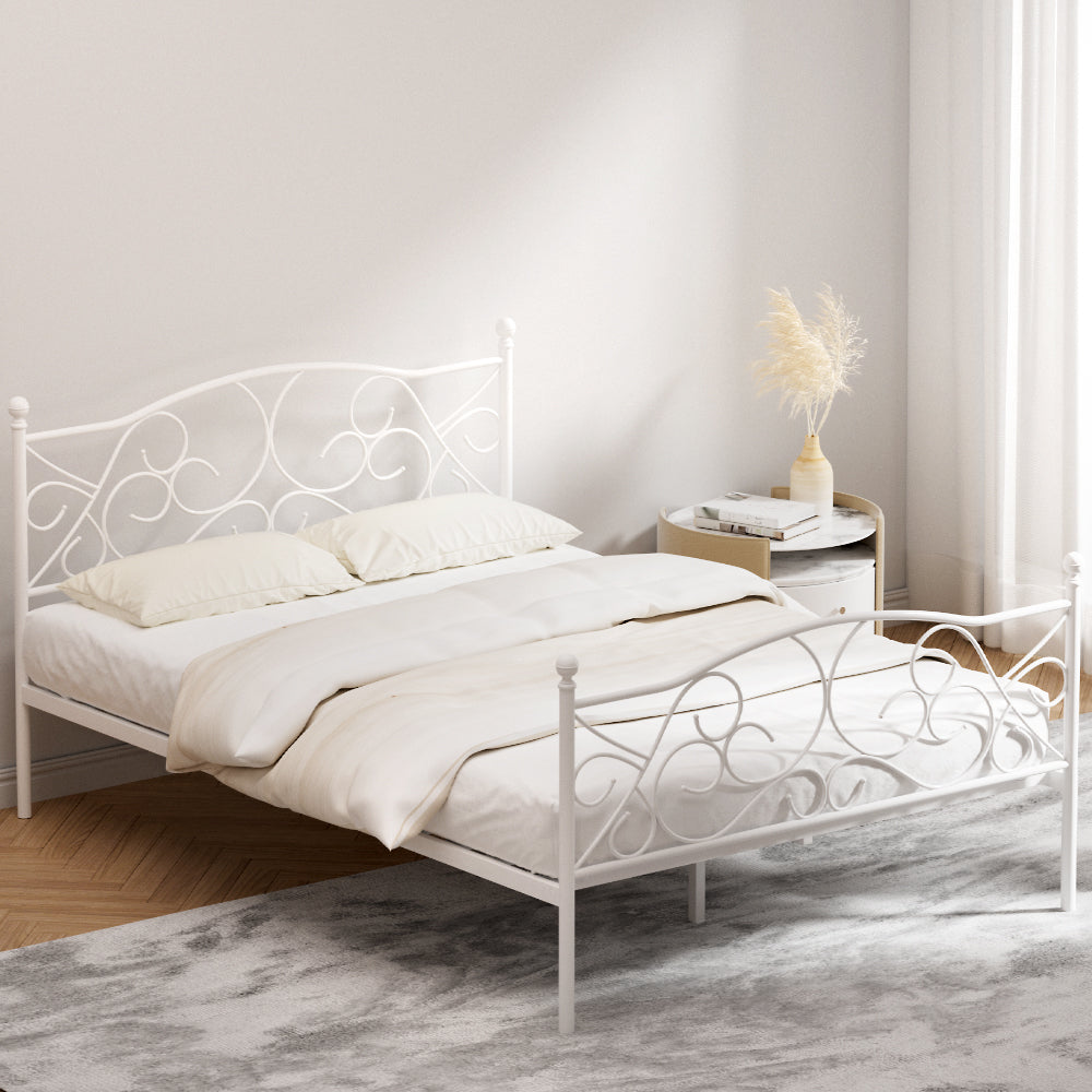 Biella White Double bed frame in a modern bedroom