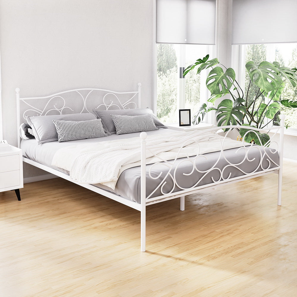 Biella White Queen bed frame in a modern bedroom