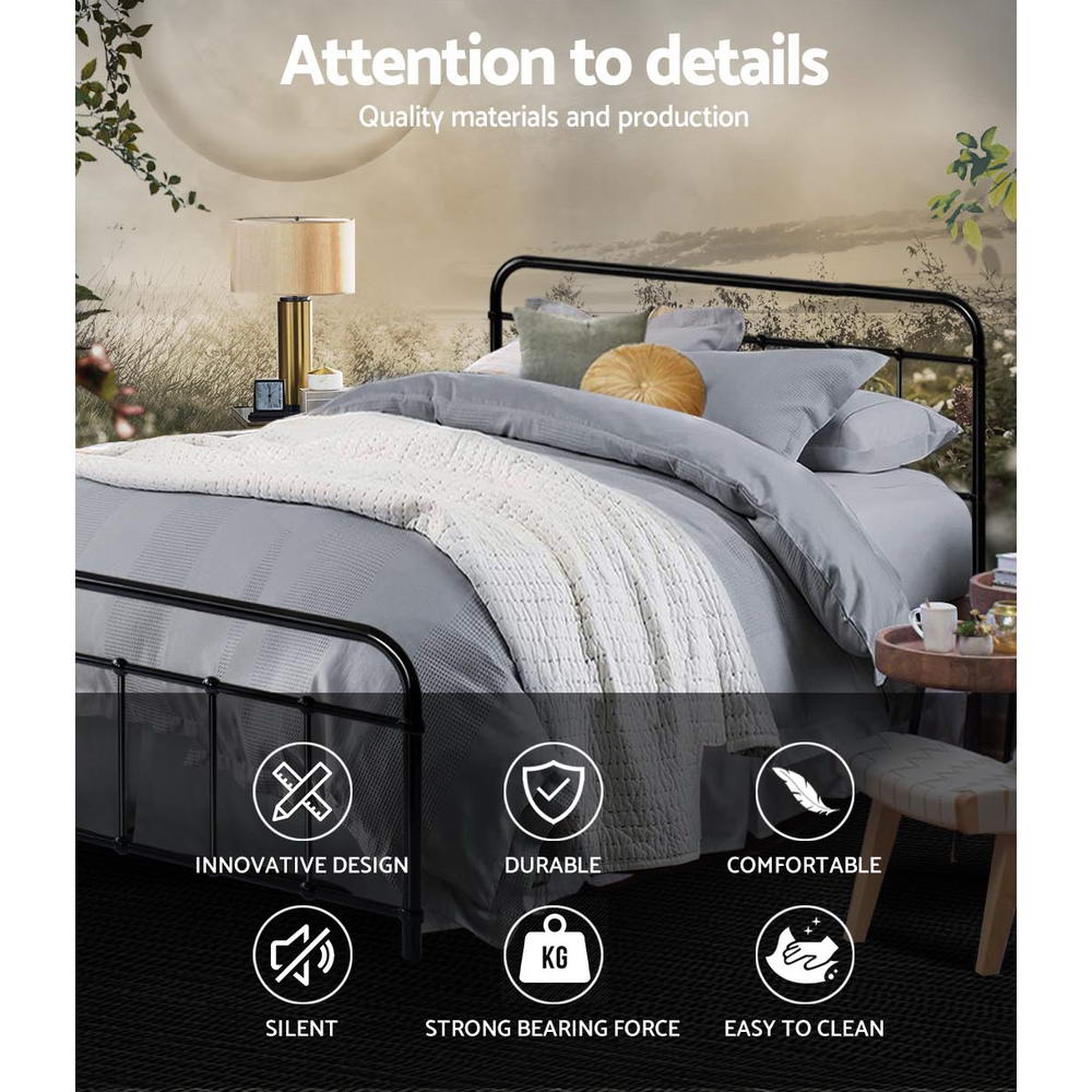 Novara Double Metal Bed Frame, Black