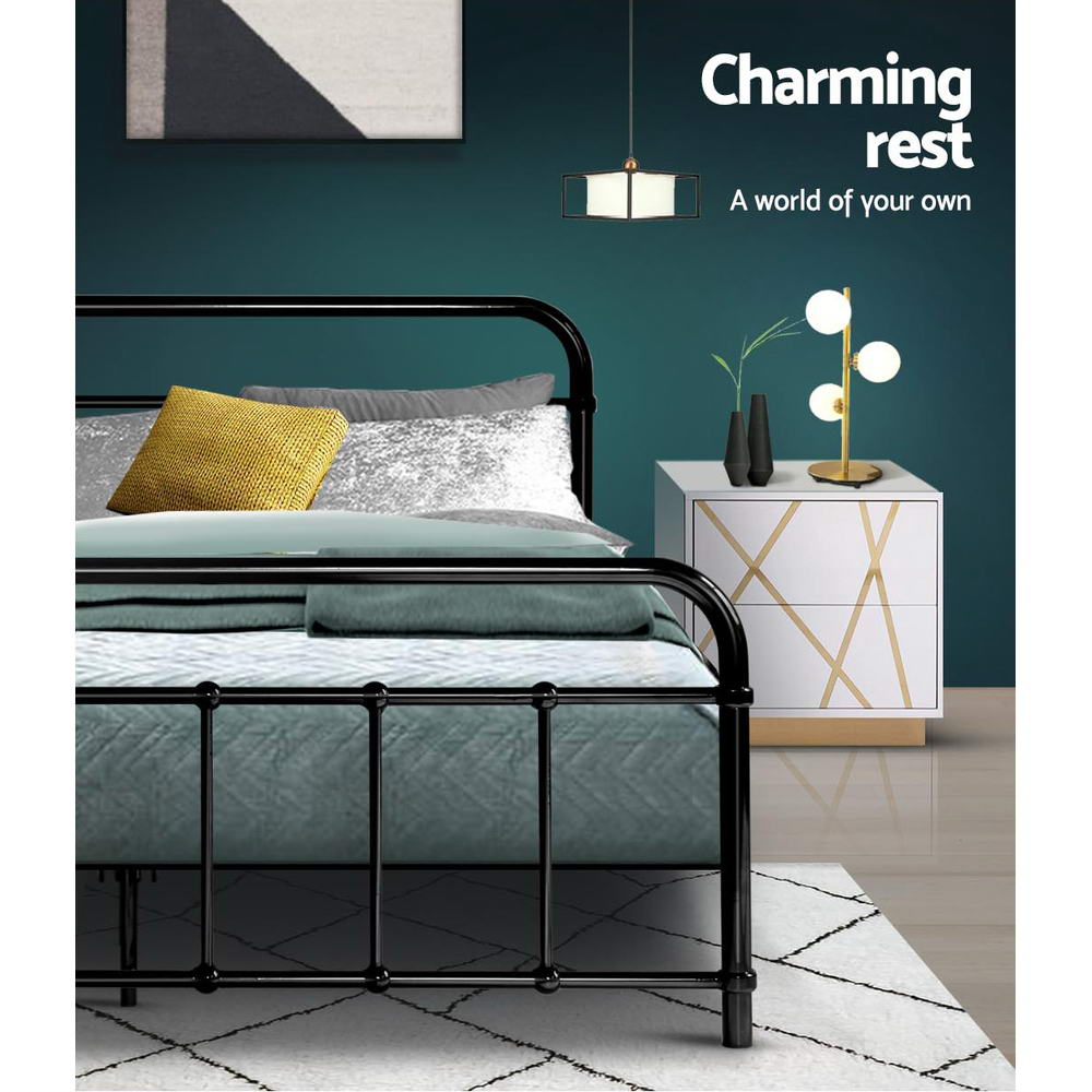 Novara Double Metal Bed Frame, Black