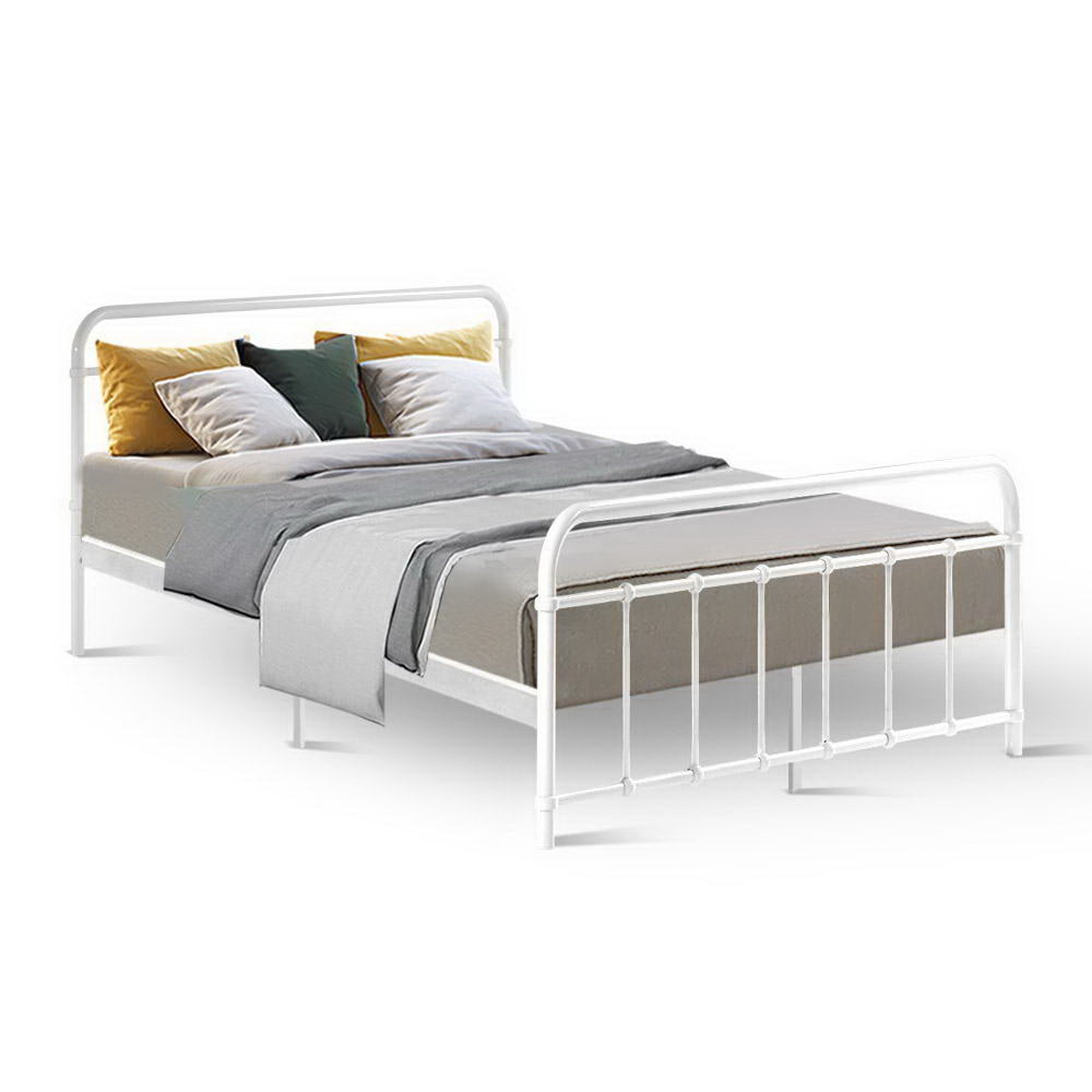 Novara Double Metal Bed Frame, White