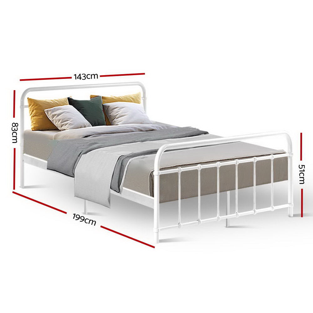 Novara Double Metal Bed Frame, White