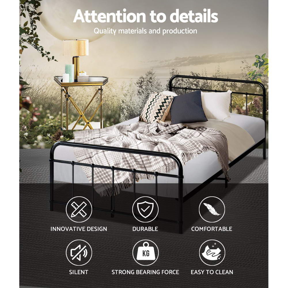 Novara King Single Metal Bed Frame, Black