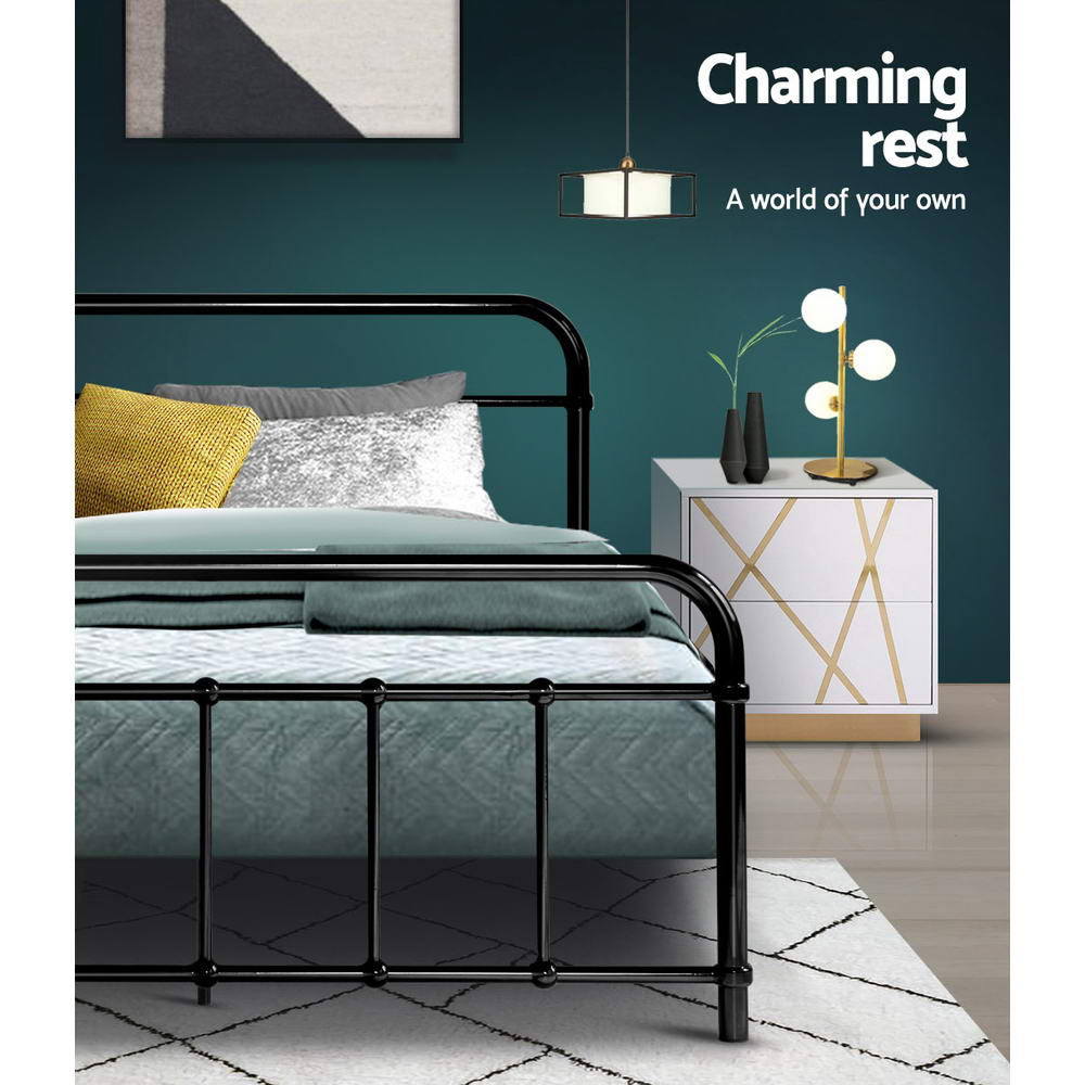 Novara King Single Metal Bed Frame, Black