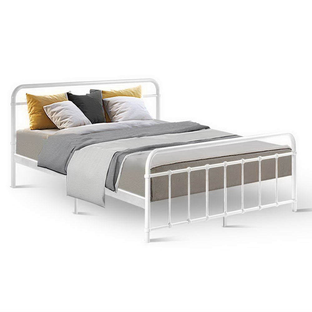 Novara Queen Metal Bed Frame, White
