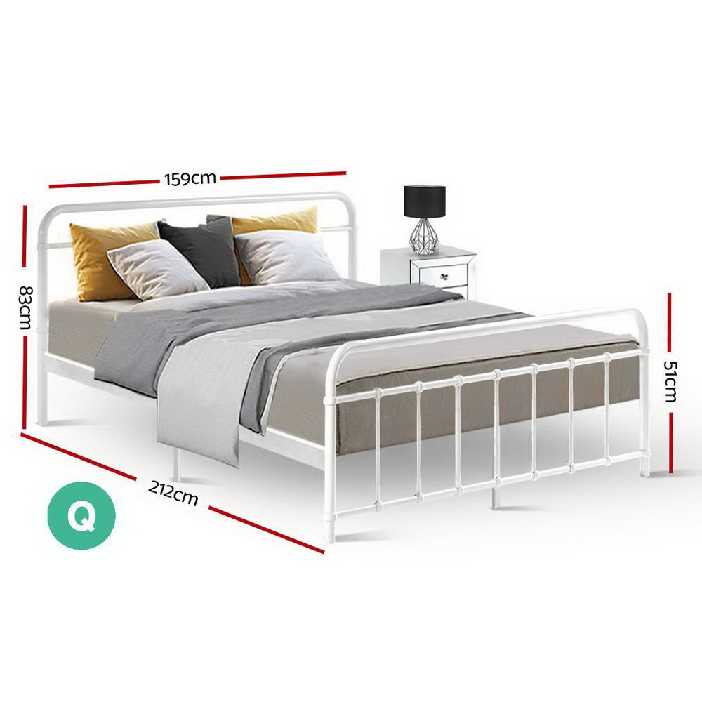 Novara Queen Metal Bed Frame, White
