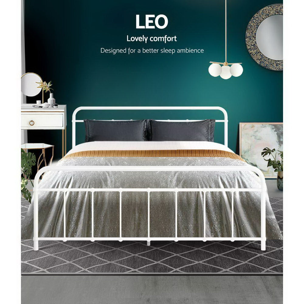 Novara Queen Metal Bed Frame, White