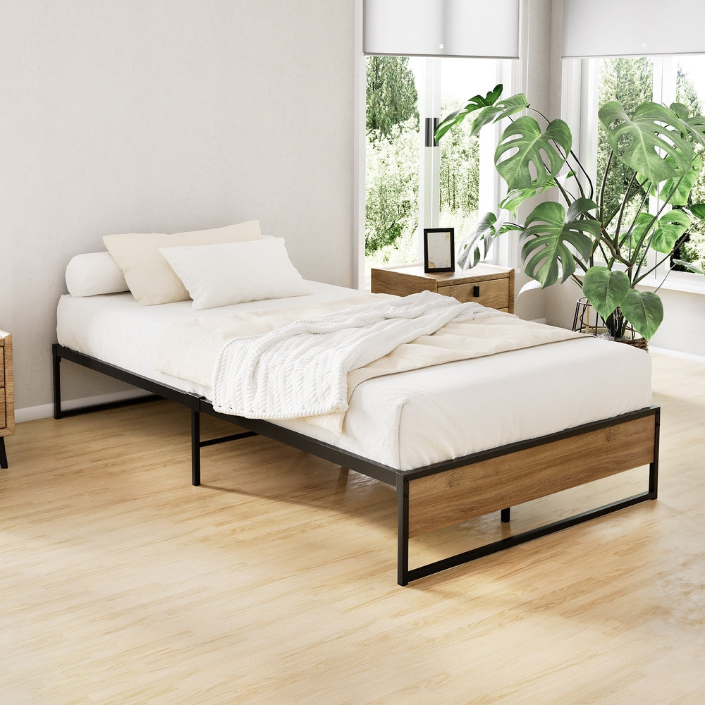 Vercelli Black King Single bed frame in a modern bedroom